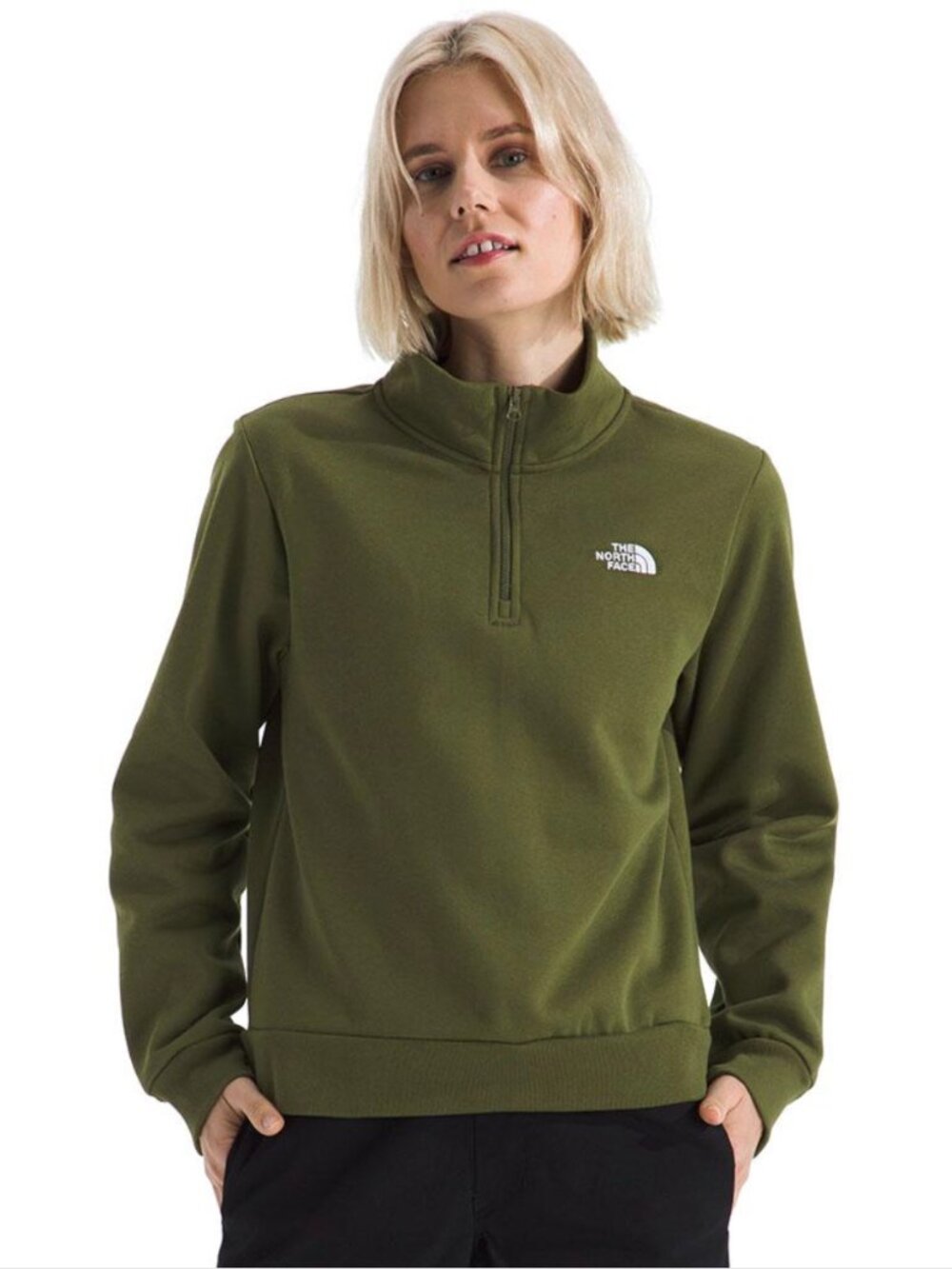 The North Face Womens Evolution Simple Dome 1/4 Zip Fleece Pullover XL Green $65
